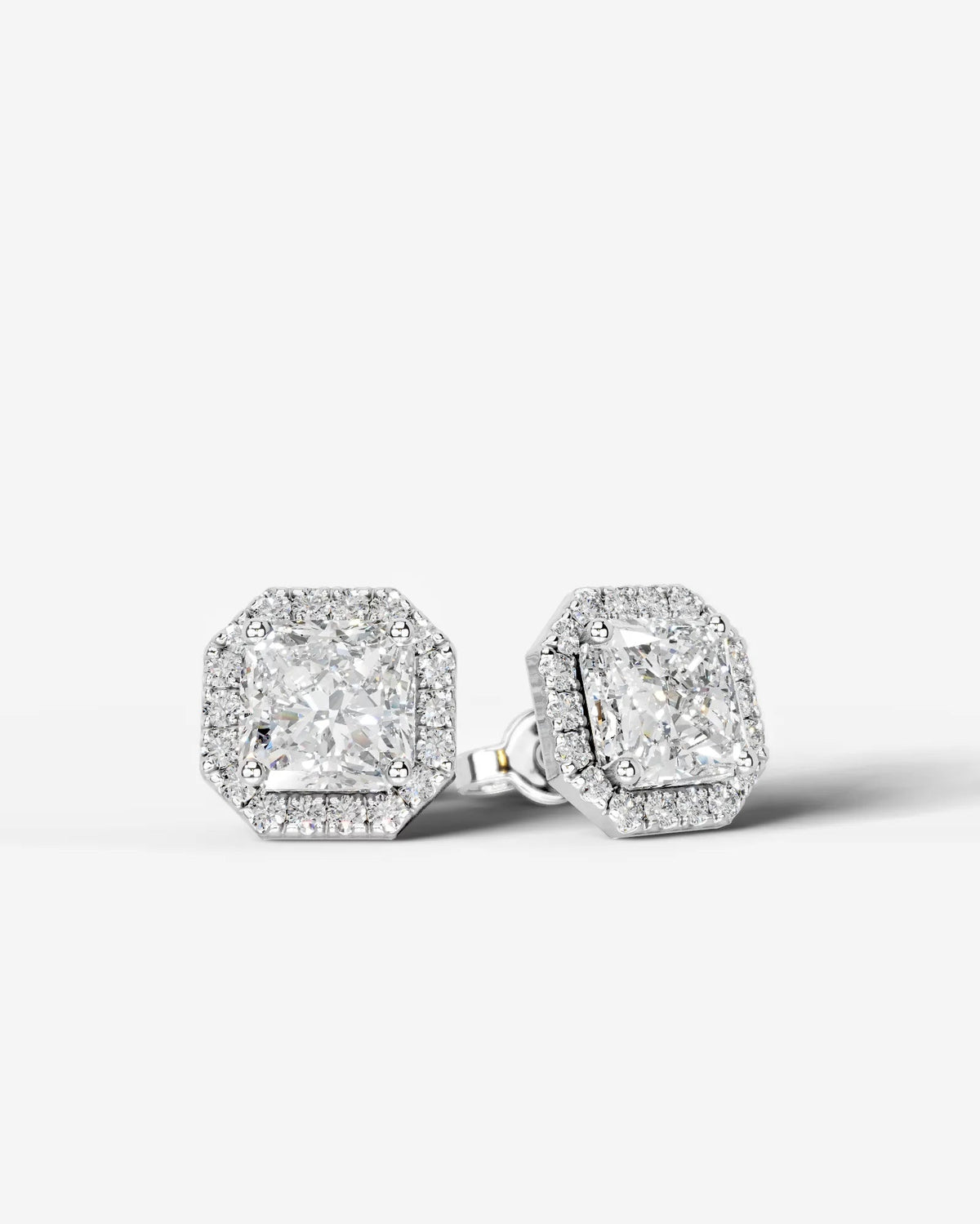 Erica Lab Grown Diamond Earrings Square Radiant - White Gold