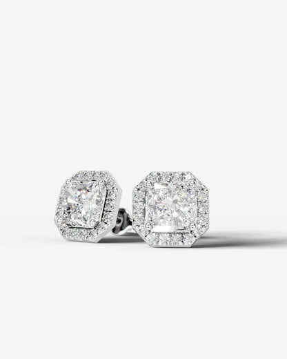 Erica Lab Grown Diamond Earrings Square Radiant - Platinum