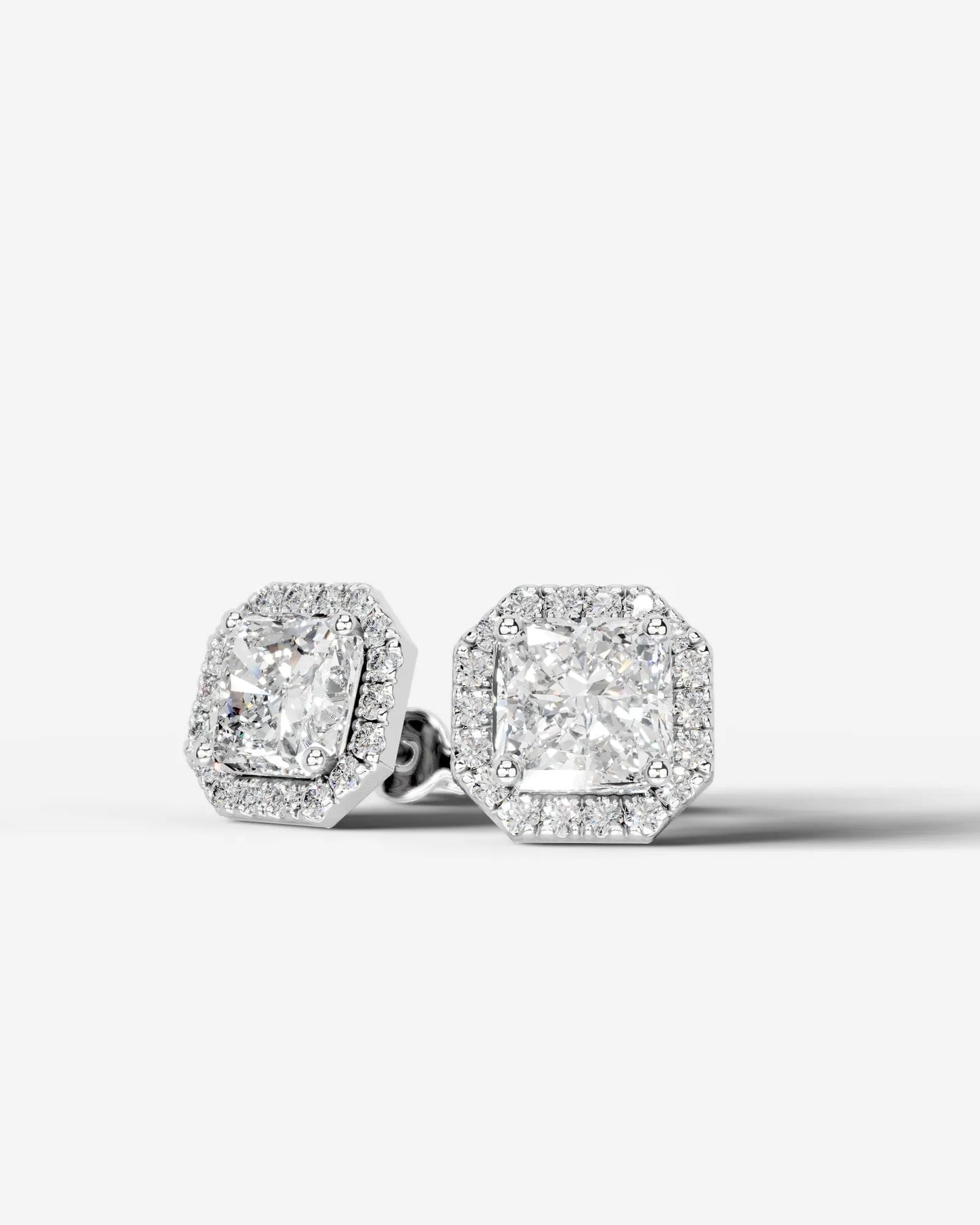 Erica Lab Grown Diamond Earrings Square Radiant - White Gold
