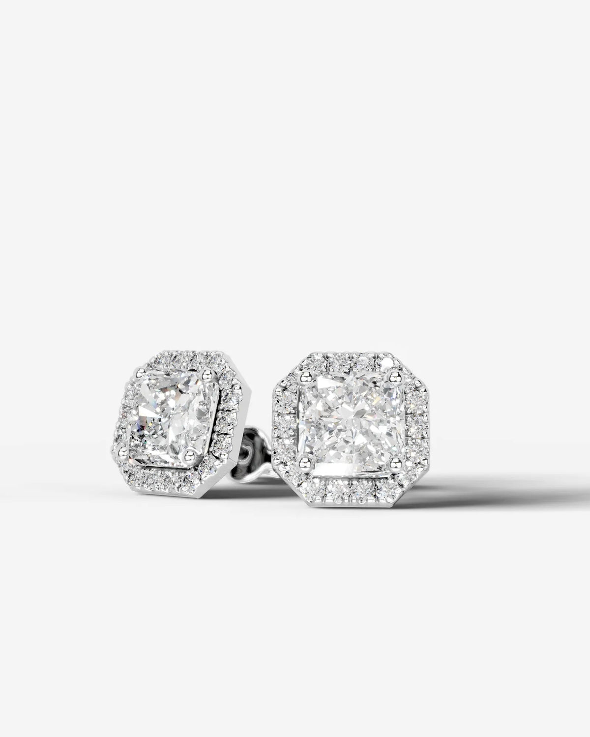 Erica Lab Grown Diamond Earrings Square Radiant - White Gold