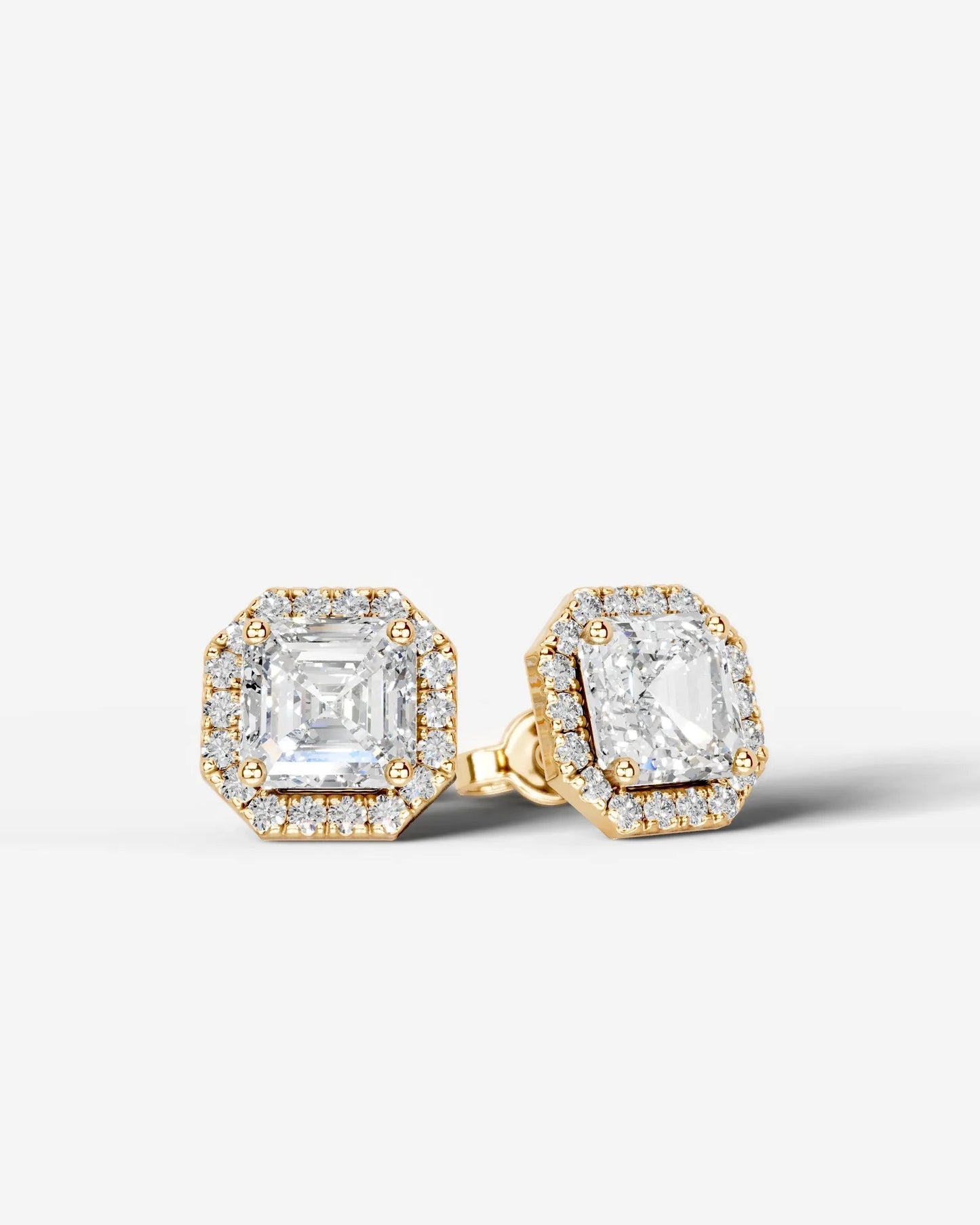 Erica Lab Grown Diamond Earrings Asscher - Yellow Gold