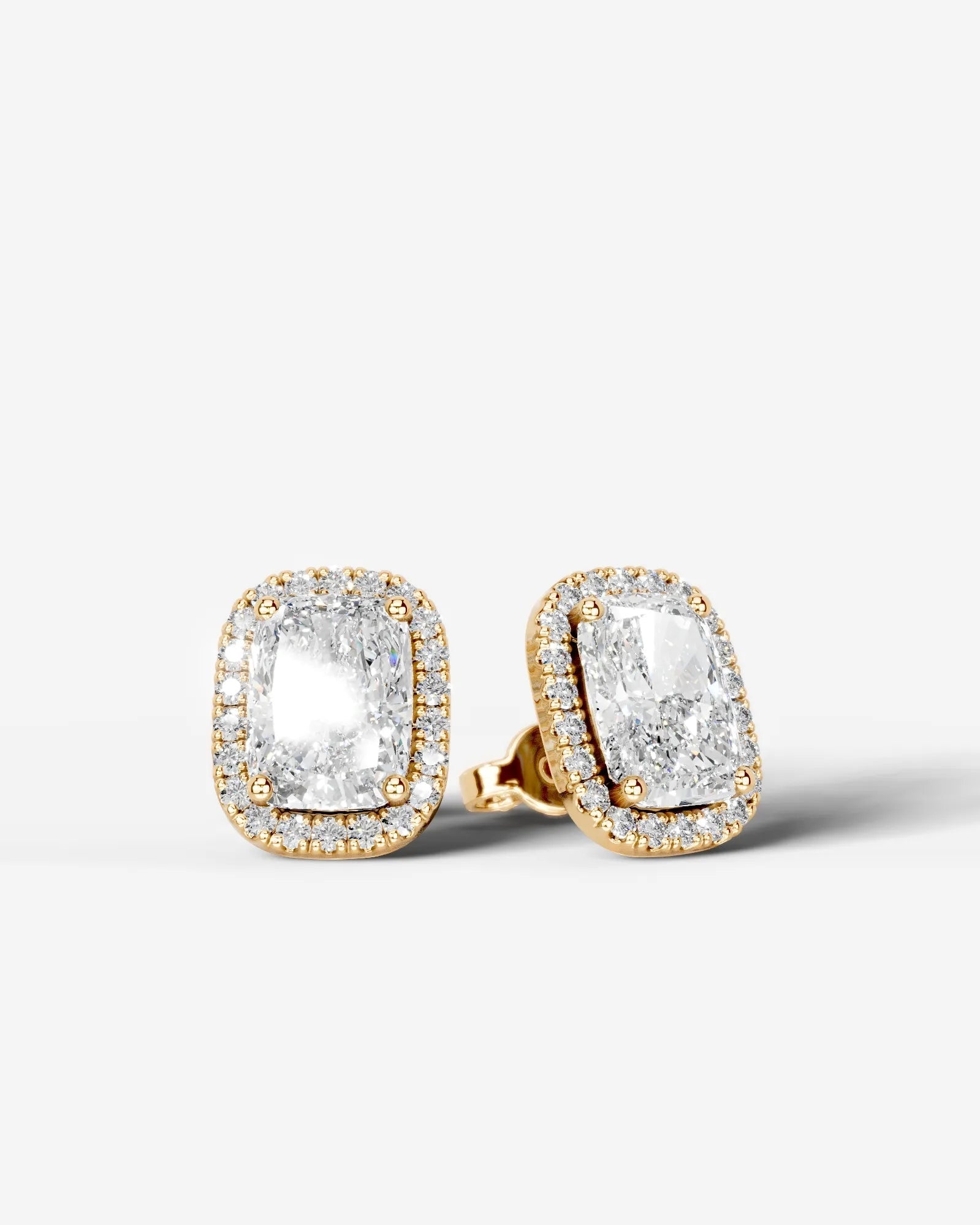 Erica Lab Grown Diamond Earrings Elongated Cushion - Yellow Gold