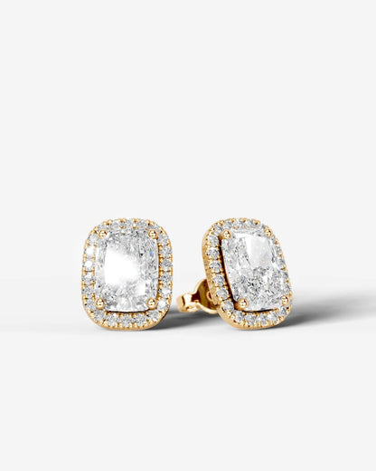 Erica Lab Grown Diamond Earrings Elongated Cushion - Yellow Gold