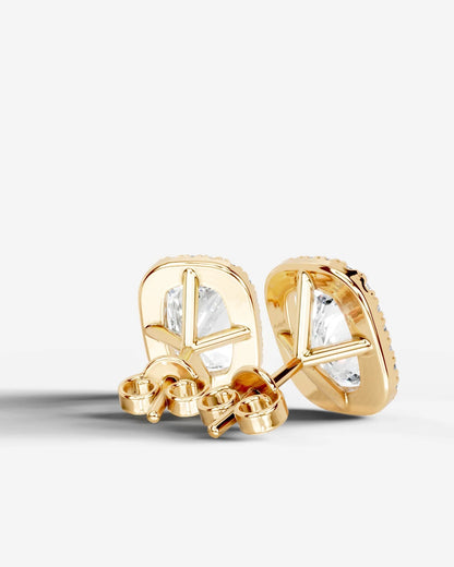 Erica Lab Grown Diamond Earrings Elongated Cushion - Yellow Gold