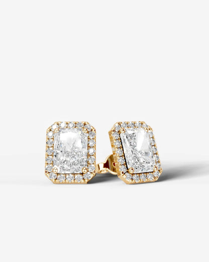 Erica Lab Grown Diamond Earrings Elongated Radiant - Yellow Gold