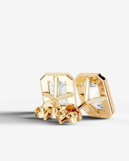 Erica Lab Grown Diamond Earrings Elongated Radiant - Yellow Gold
