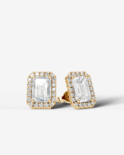 Erica Lab Grown Diamond Earrings Emerald - Yellow Gold