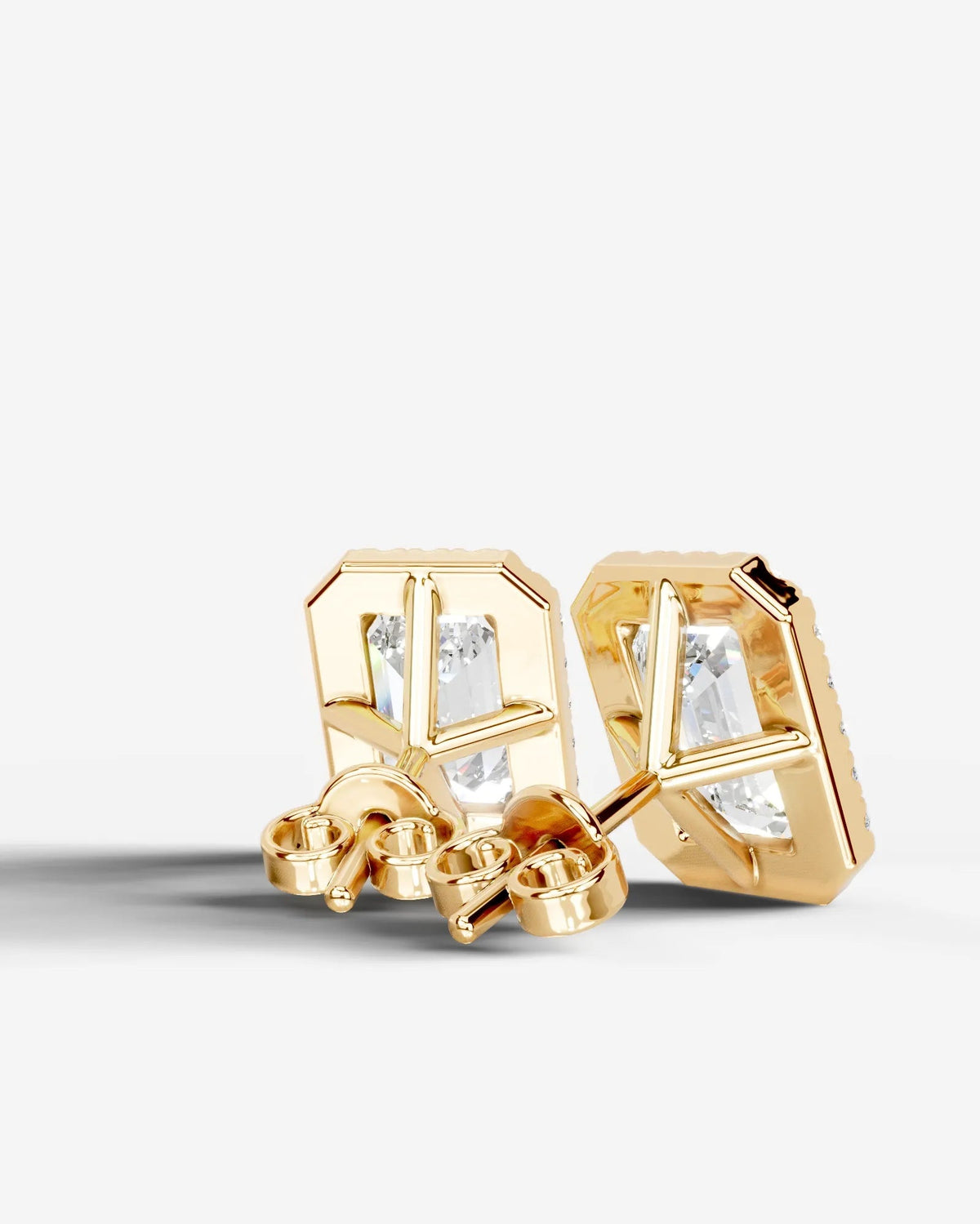 Erica Lab Grown Diamond Earrings Emerald - Yellow Gold