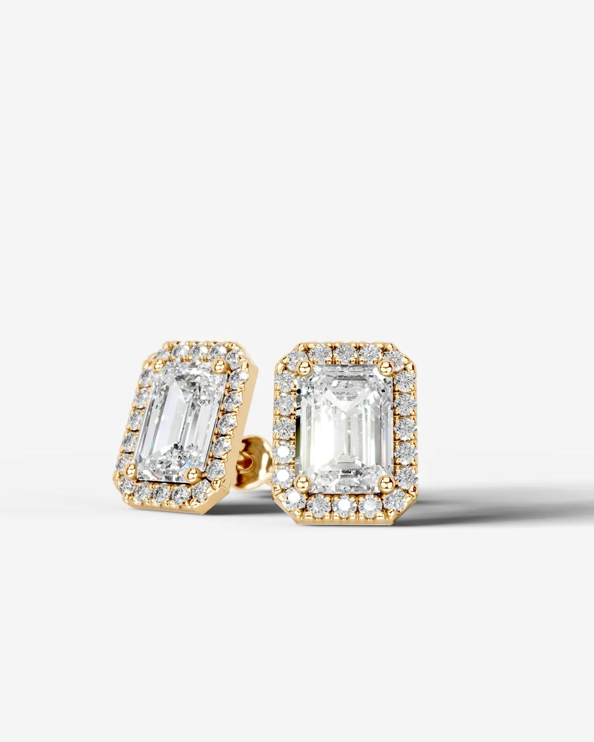 Erica Lab Grown Diamond Earrings Emerald - Yellow Gold