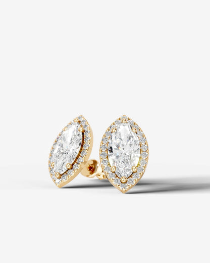Erica Lab Grown Diamond Earrings Marquise - Yellow Gold