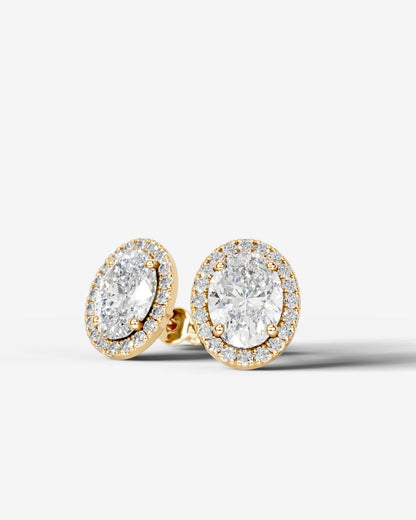 Erica Lab Grown Diamond Earrings Oval - Yellow Gold