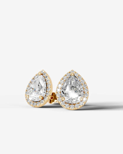 Erica Lab Grown Diamond Earrings Pear - Yellow Gold