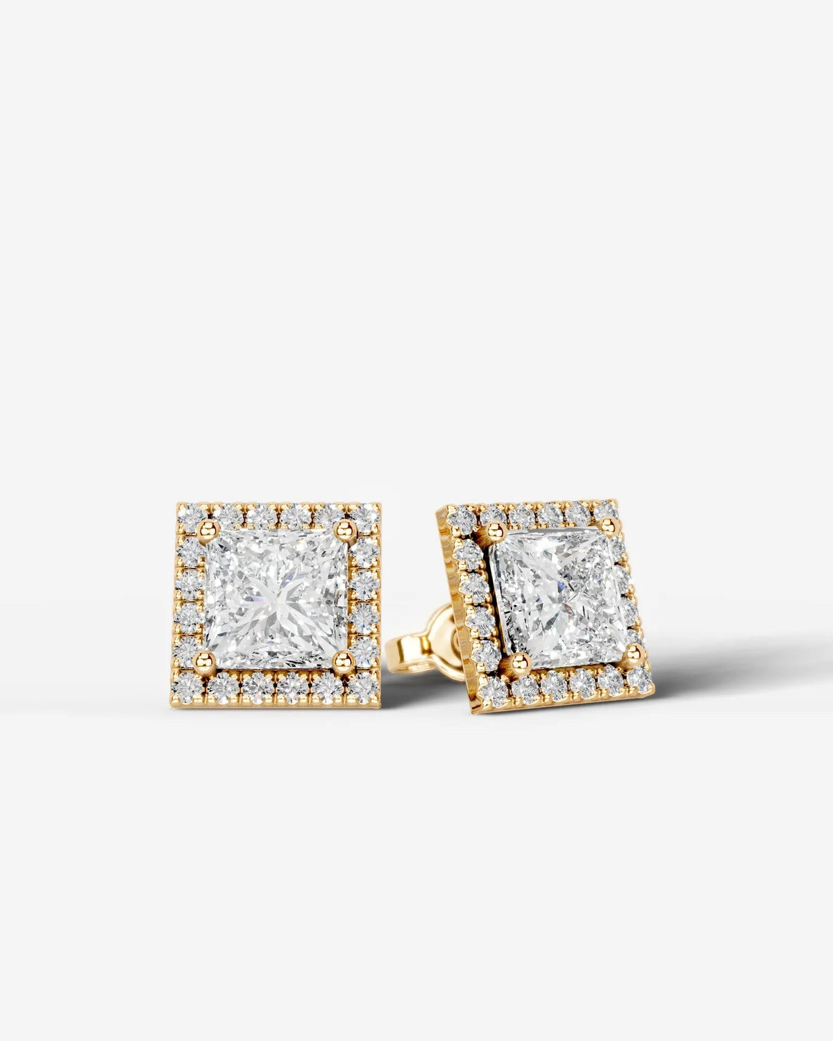 Erica Lab Grown Diamond Earrings Princess - Yellow Gold
