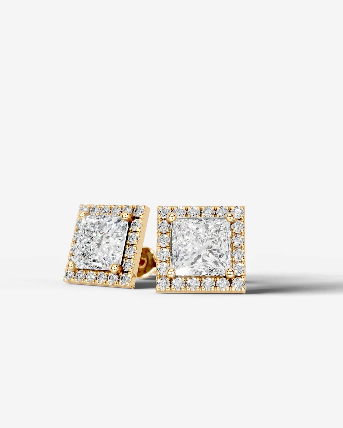 Erica Lab Grown Diamond Earrings Princess - Yellow Gold