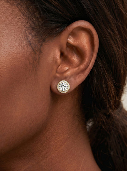 Erica Lab Grown Diamond Earrings Round - Yellow Gold