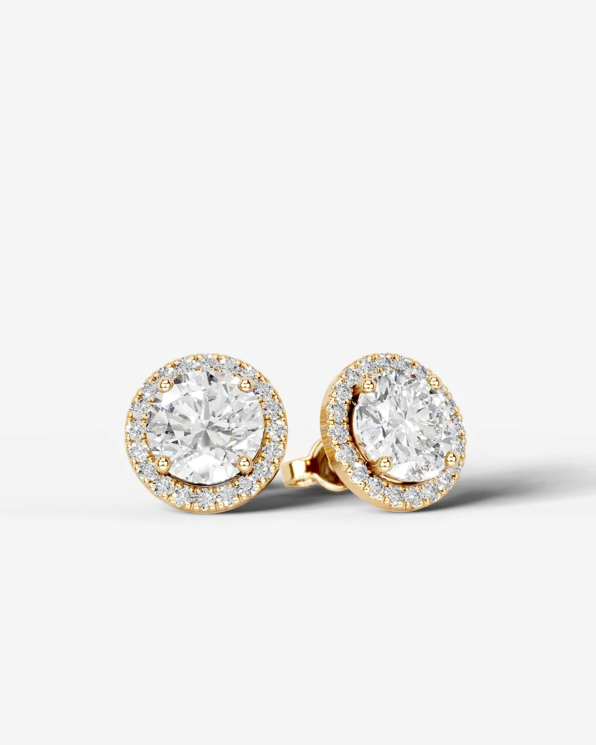 Erica Lab Grown Diamond Earrings Round - Yellow Gold