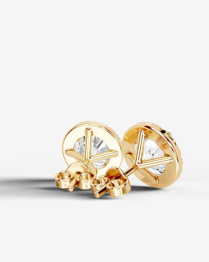 Erica Lab Grown Diamond Earrings Round - Yellow Gold
