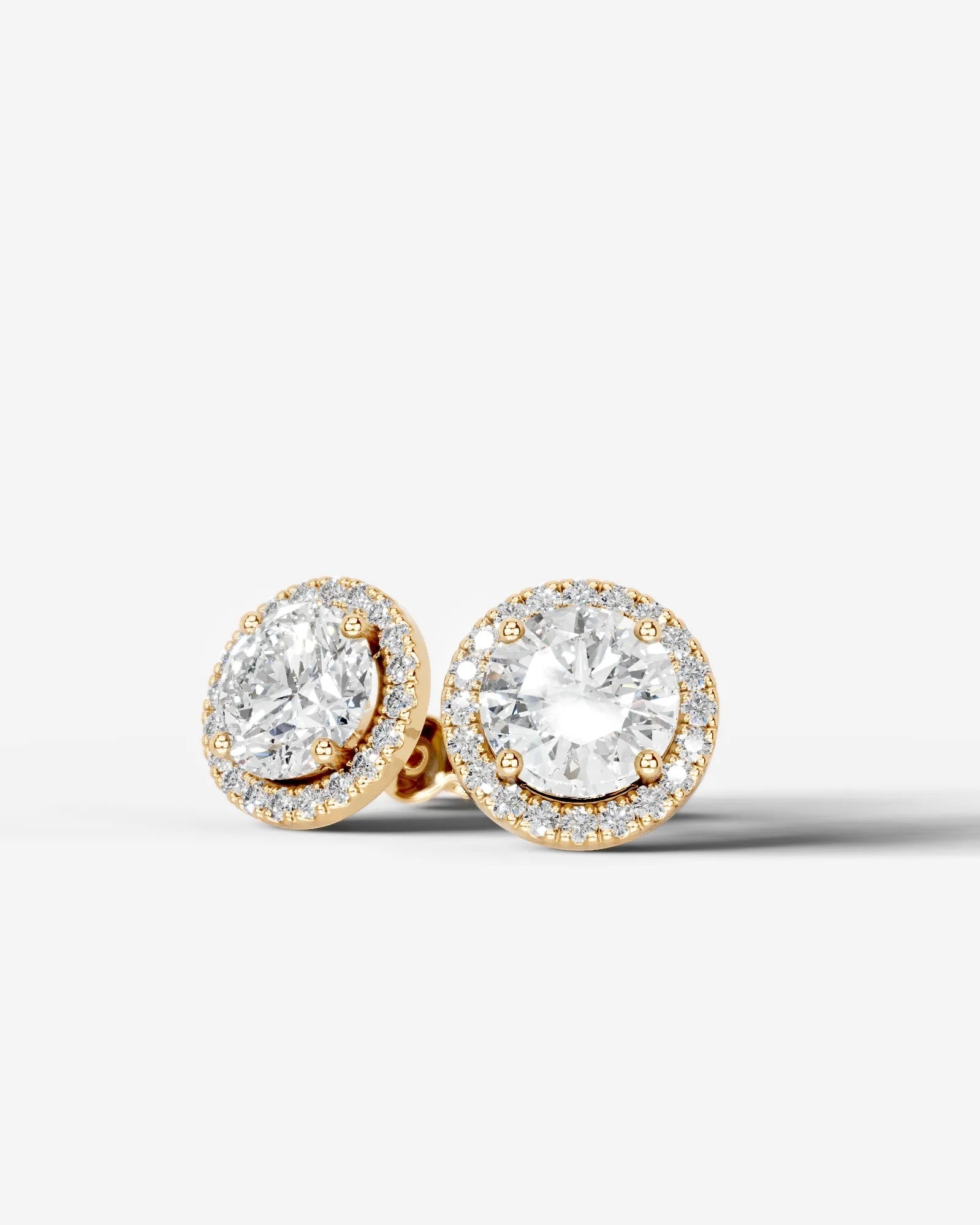 Erica Lab Grown Diamond Earrings Round - Yellow Gold