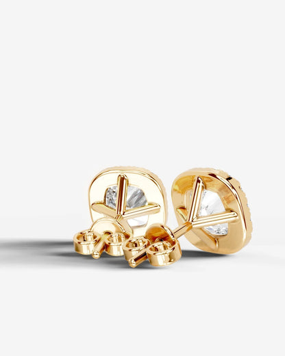 Erica Lab Grown Diamond Earrings Square Cushion - Yellow Gold