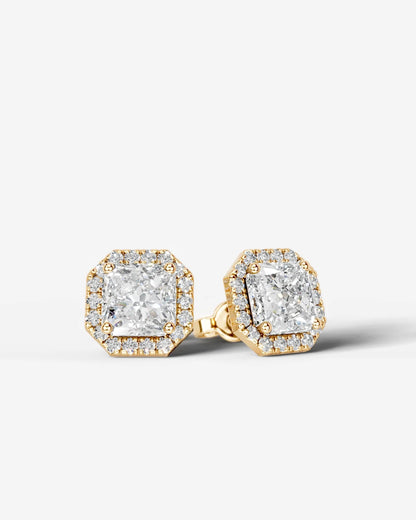 Erica Lab Grown Diamond Earrings Square Radiant - Yellow Gold