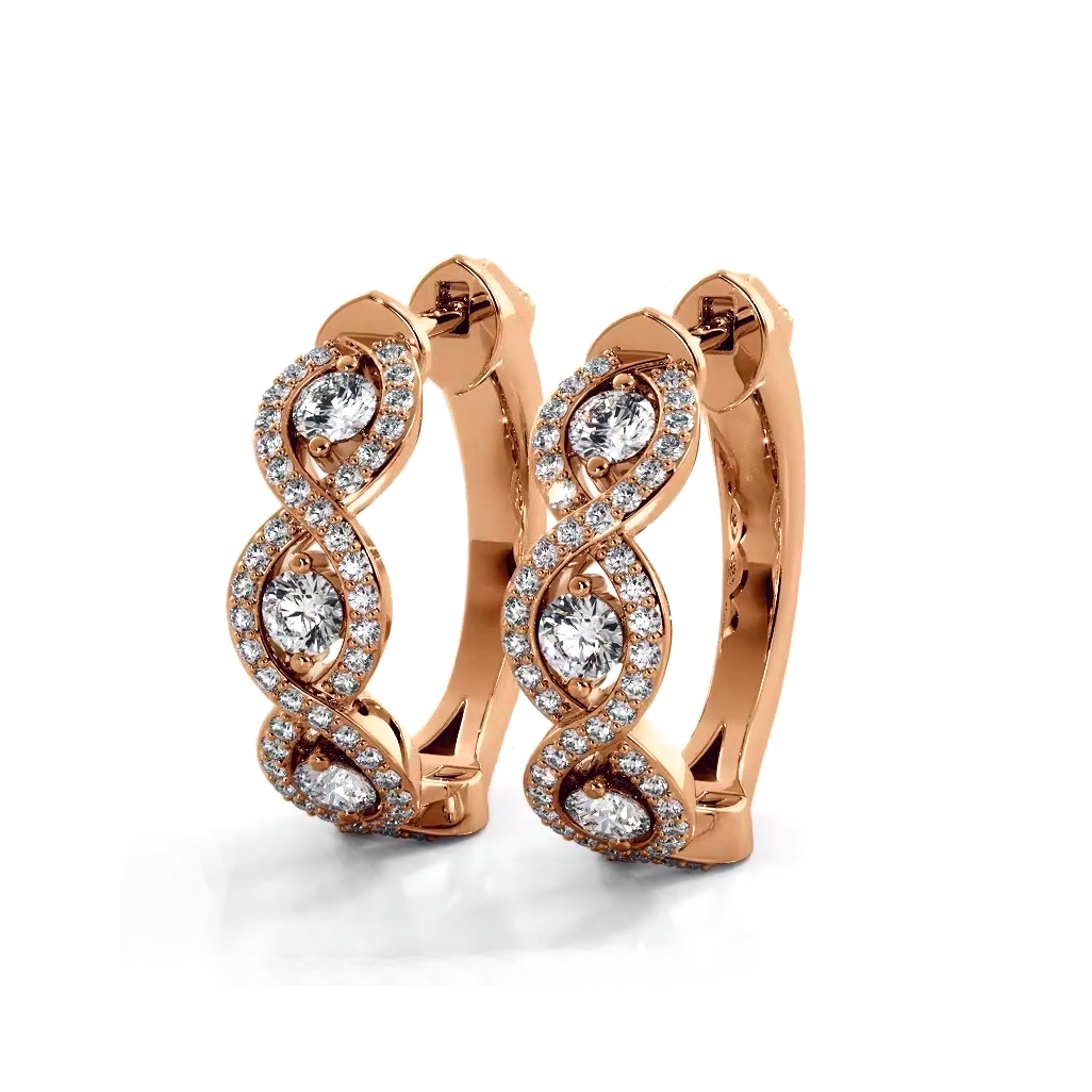 Infinity Style 1.0 ctw. Diamond Hoop Earrings - 14K Yellow Gold - F-G Color VS1-VS2 Clarity