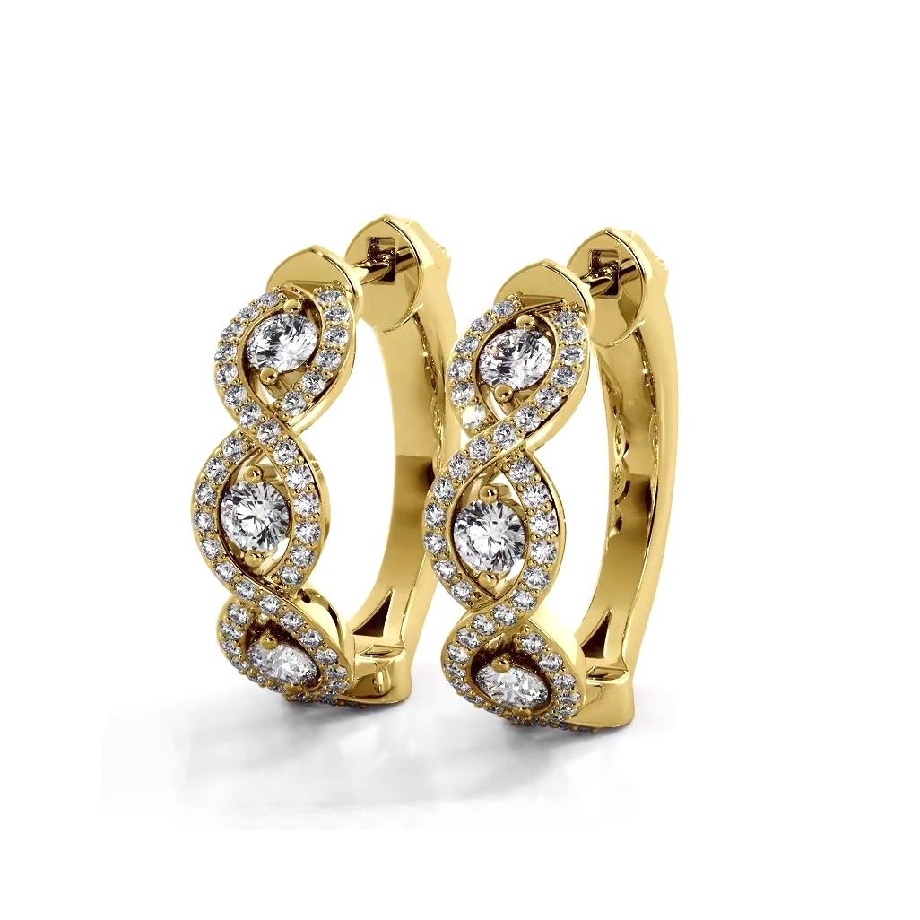 Infinity Style 1.0 ctw. Diamond Hoop Earrings - 14K Yellow Gold - E-F Color VS1-VS2 Clarity