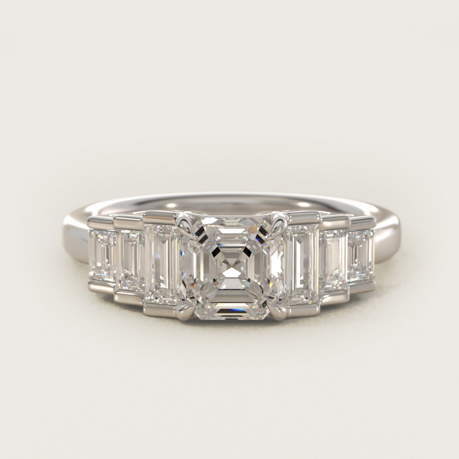 Escalating Baguette Side Stone Diamond Engagement Ring In 14K White Gold By James Allen - Asscher Center