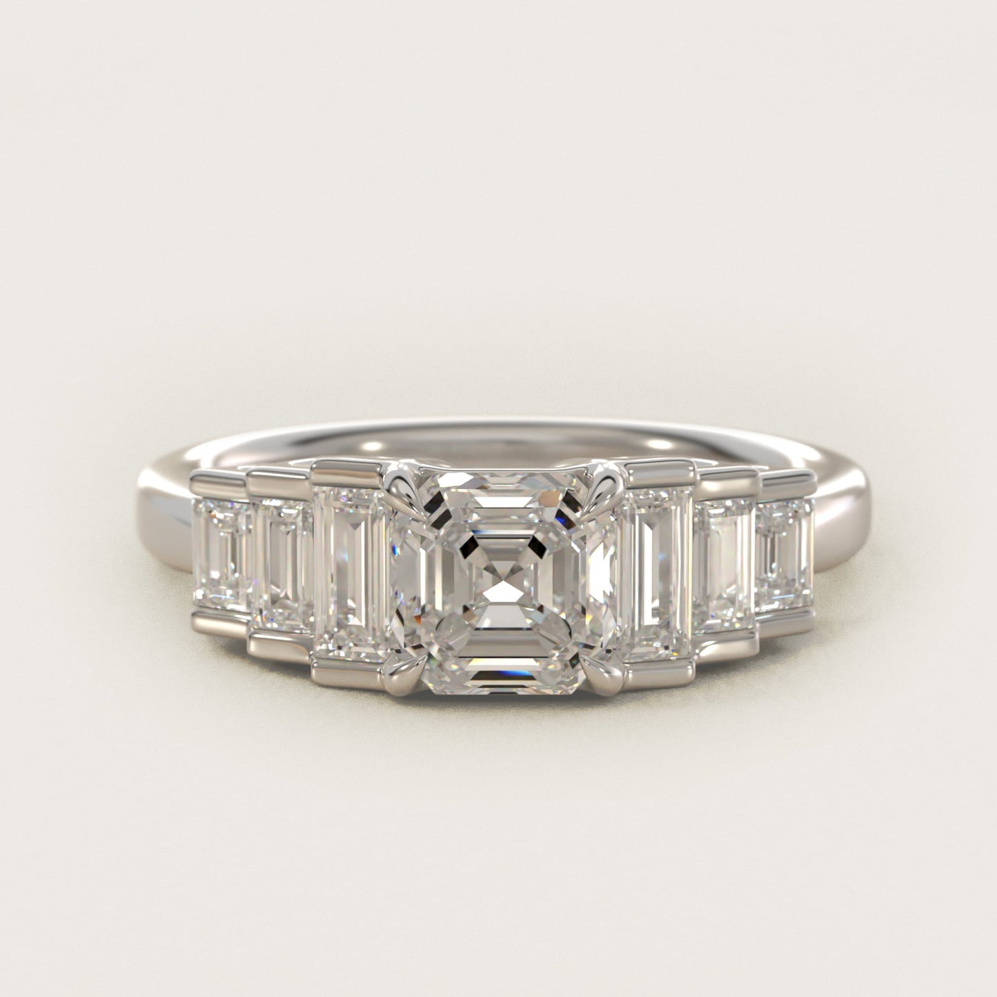 Escalating Baguette Side Stone Diamond Engagement Ring In 18k White Gold By James Allen - Asscher Center