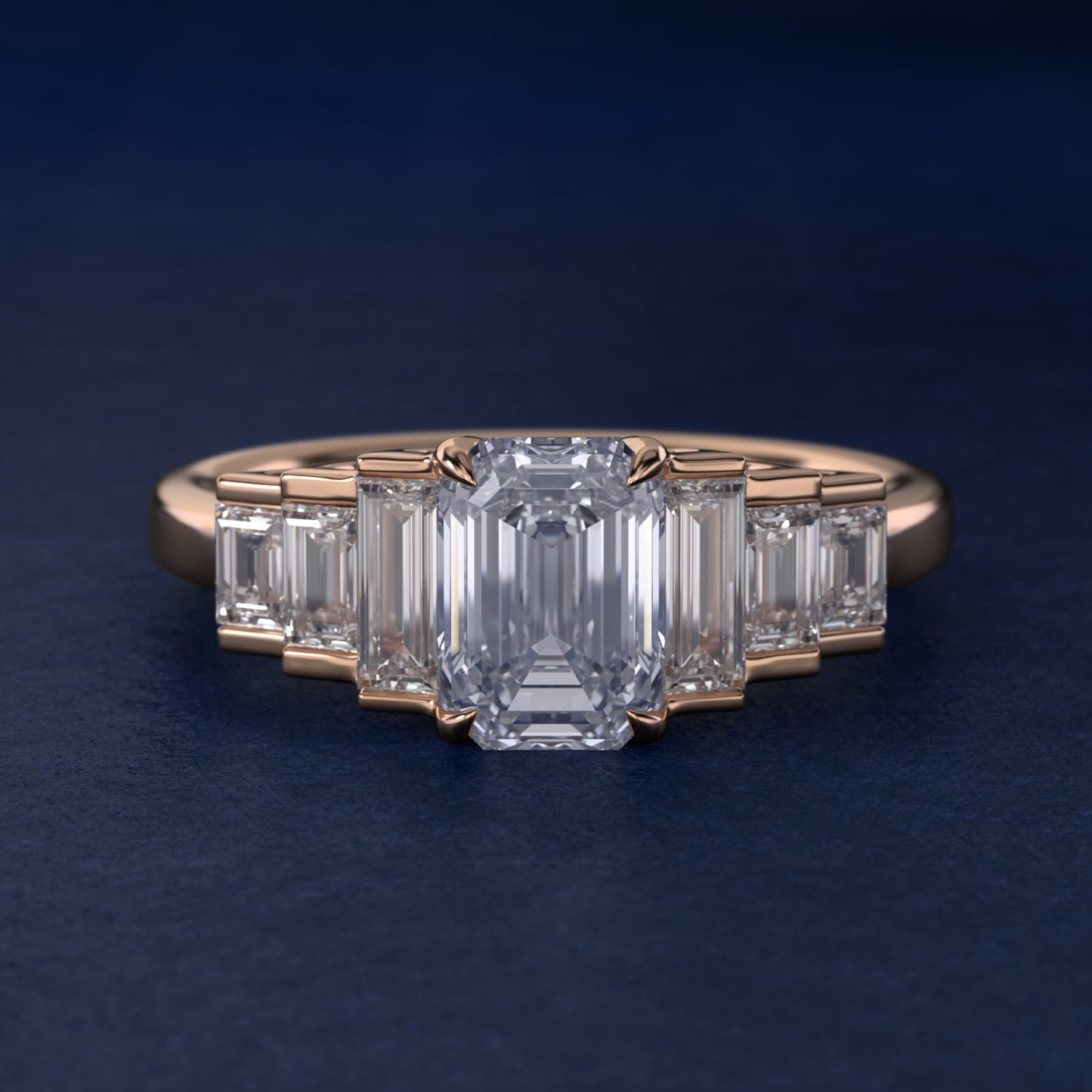Escalating Baguette Side Stone Diamond Engagement Ring In 14K Rose Gold By James Allen - Emerald Center