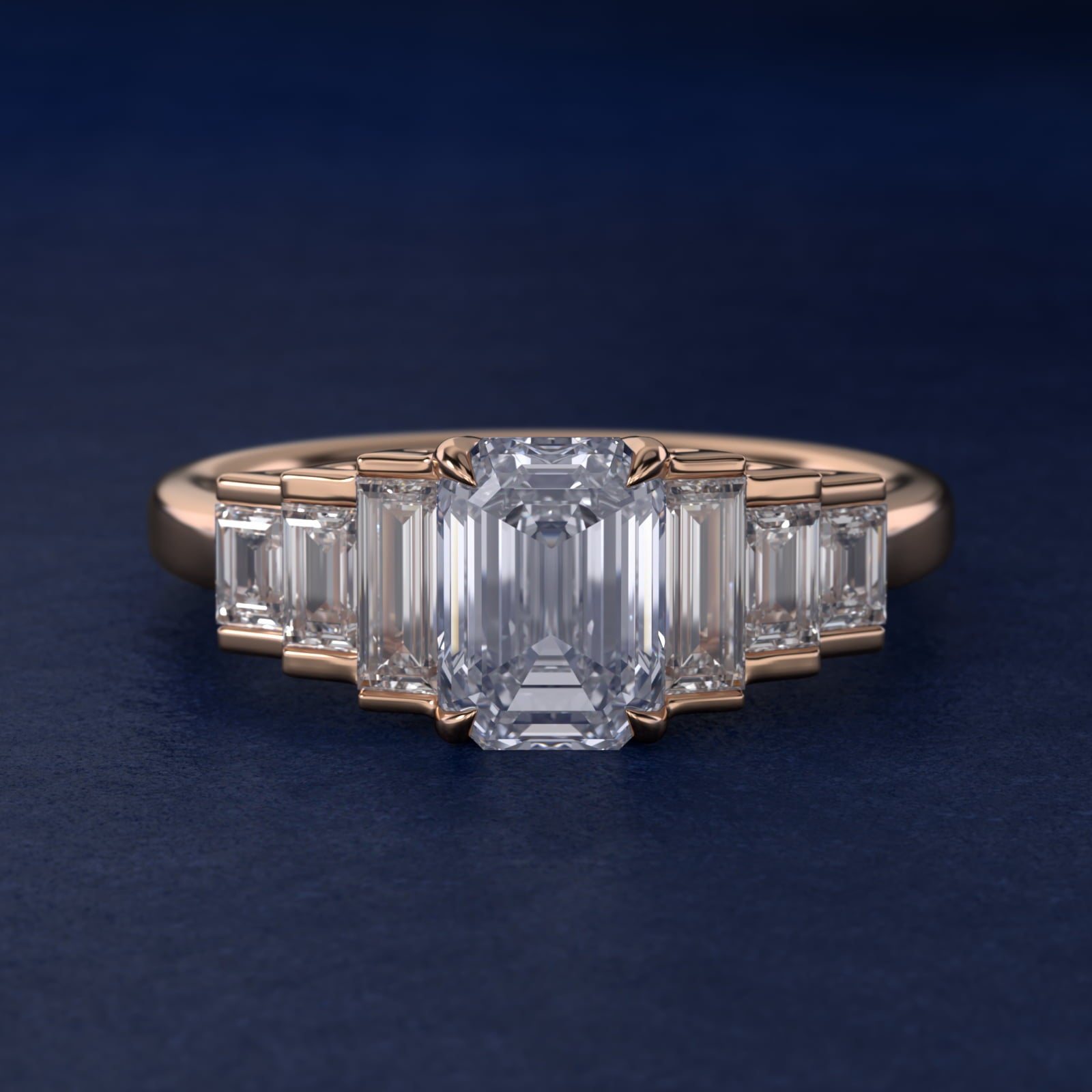 Escalating Baguette Side Stone Diamond Engagement Ring In 14K Rose Gold By James Allen - Emerald Center