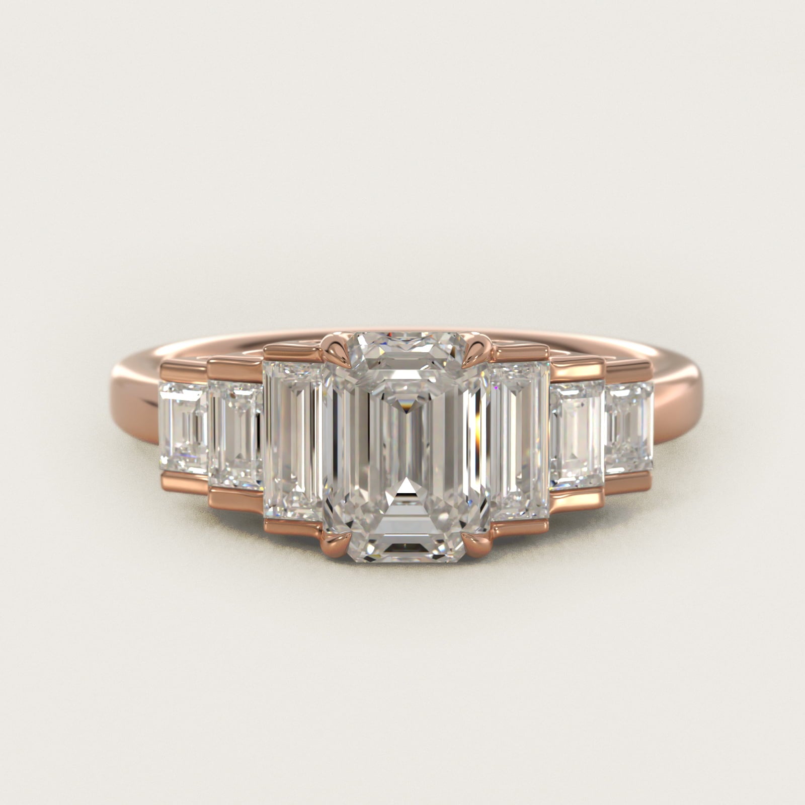 Escalating Baguette Side Stone Diamond Engagement Ring In 14K Rose Gold By James Allen - Emerald Center