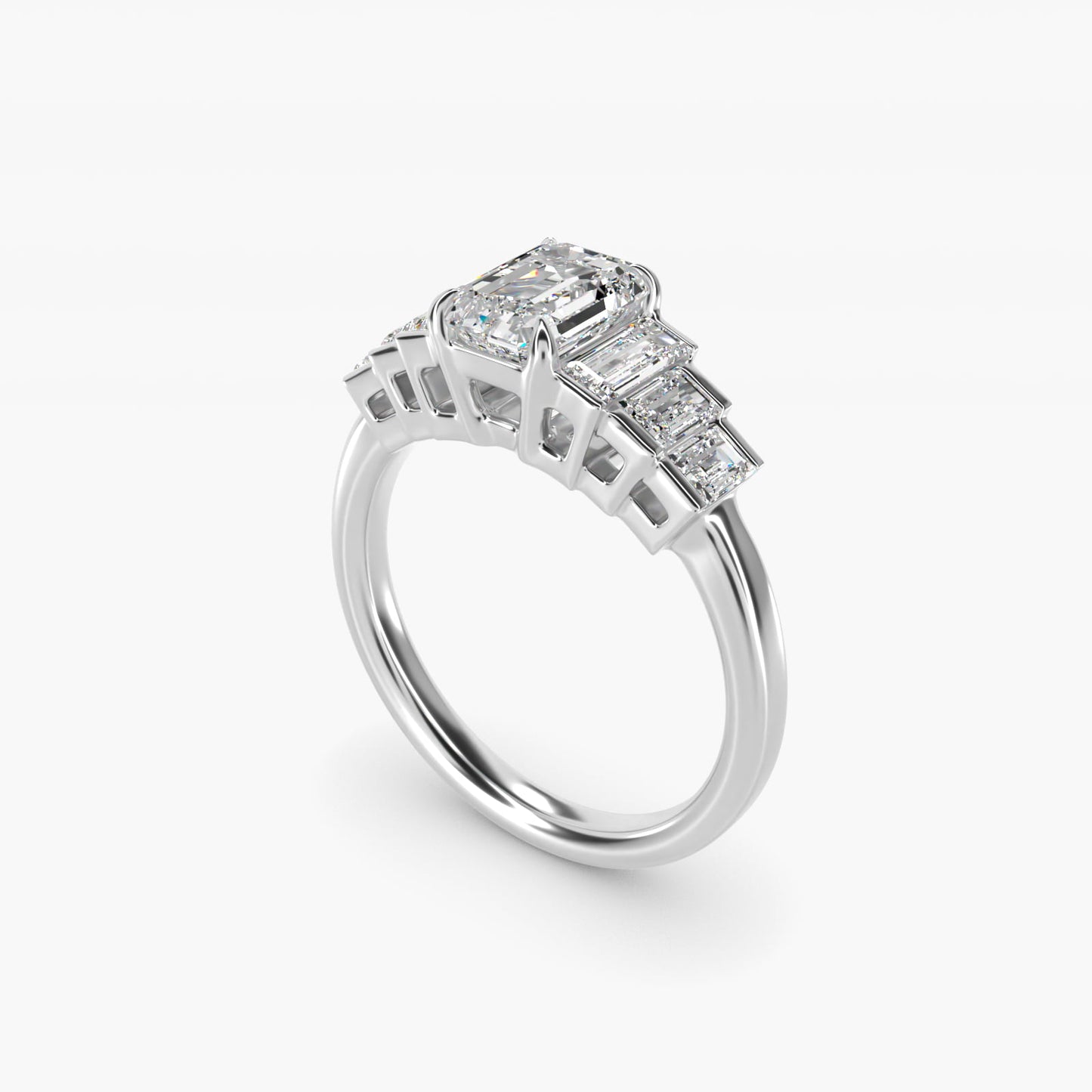Escalating Baguette Side Stone Diamond Engagement Ring In 14K White Gold By James Allen - Emerald Center