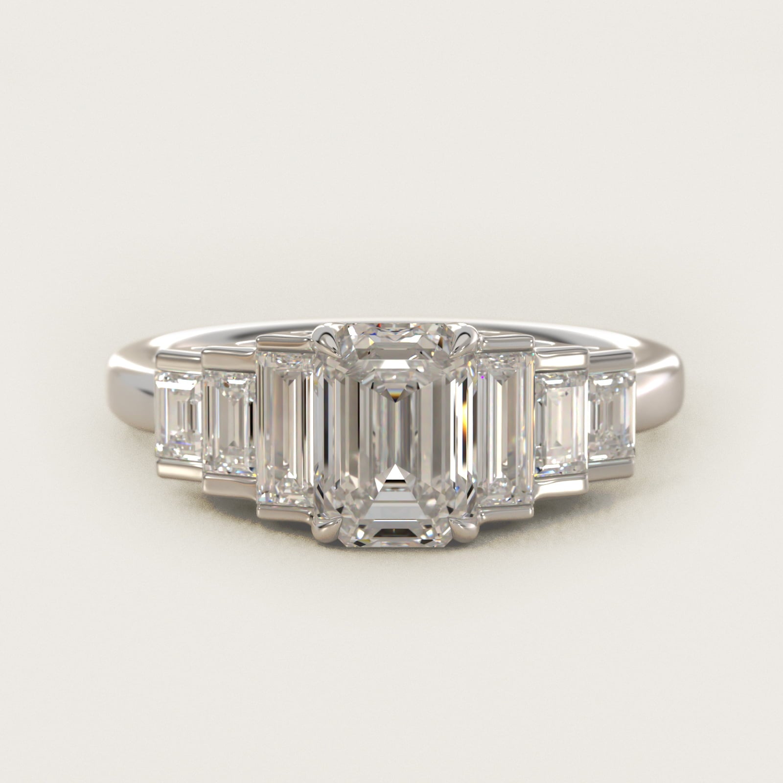 Escalating Baguette Side Stone Diamond Engagement Ring In 14K White Gold By James Allen - Emerald Center