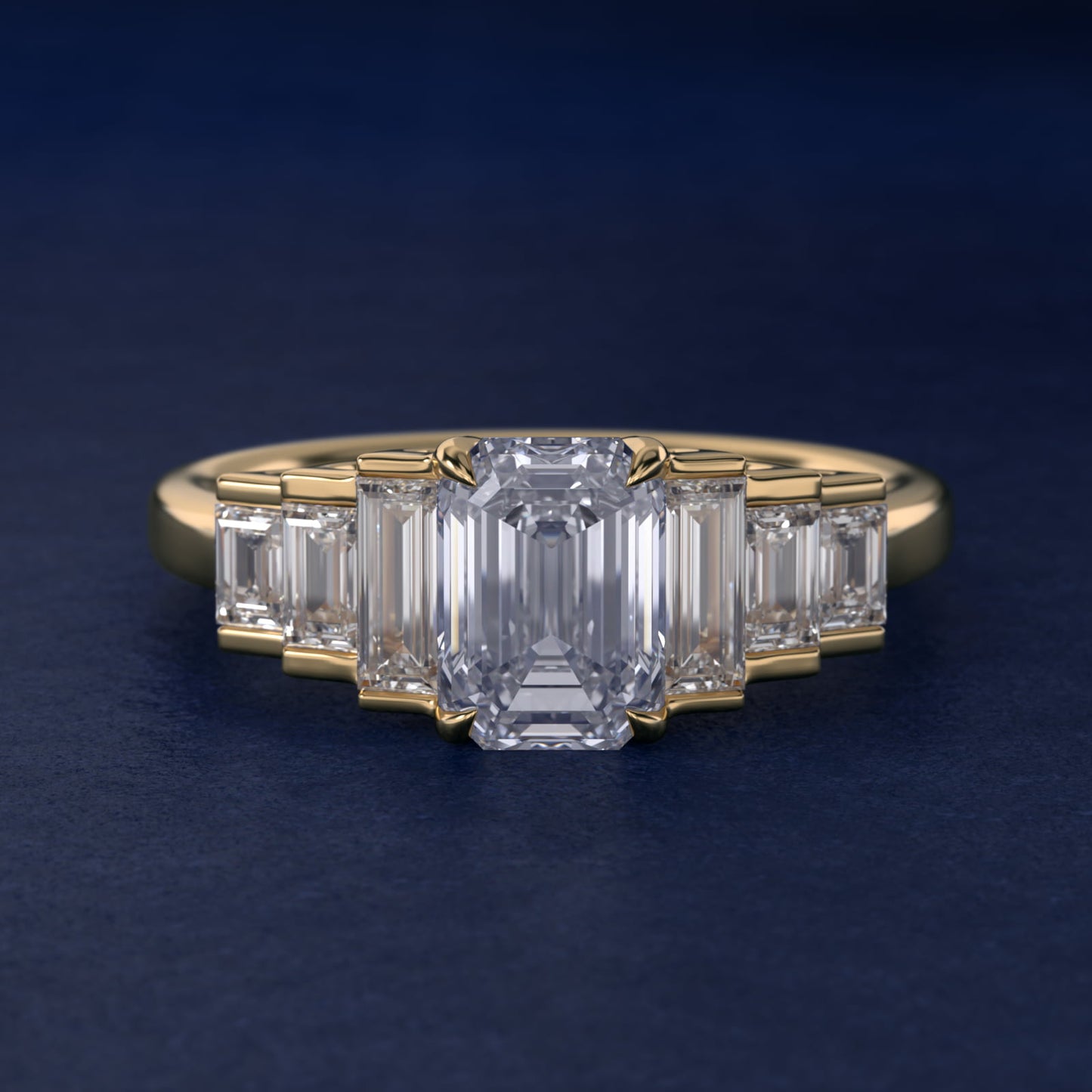 Escalating Baguette Side Stone Diamond Engagement Ring In 18k Yellow Gold By James Allen - Emerald Center
