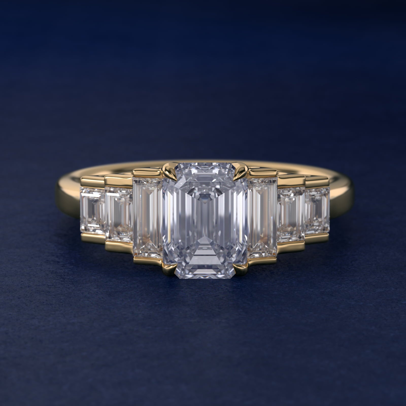 Escalating Baguette Side Stone Diamond Engagement Ring In 18k Yellow Gold By James Allen - Emerald Center