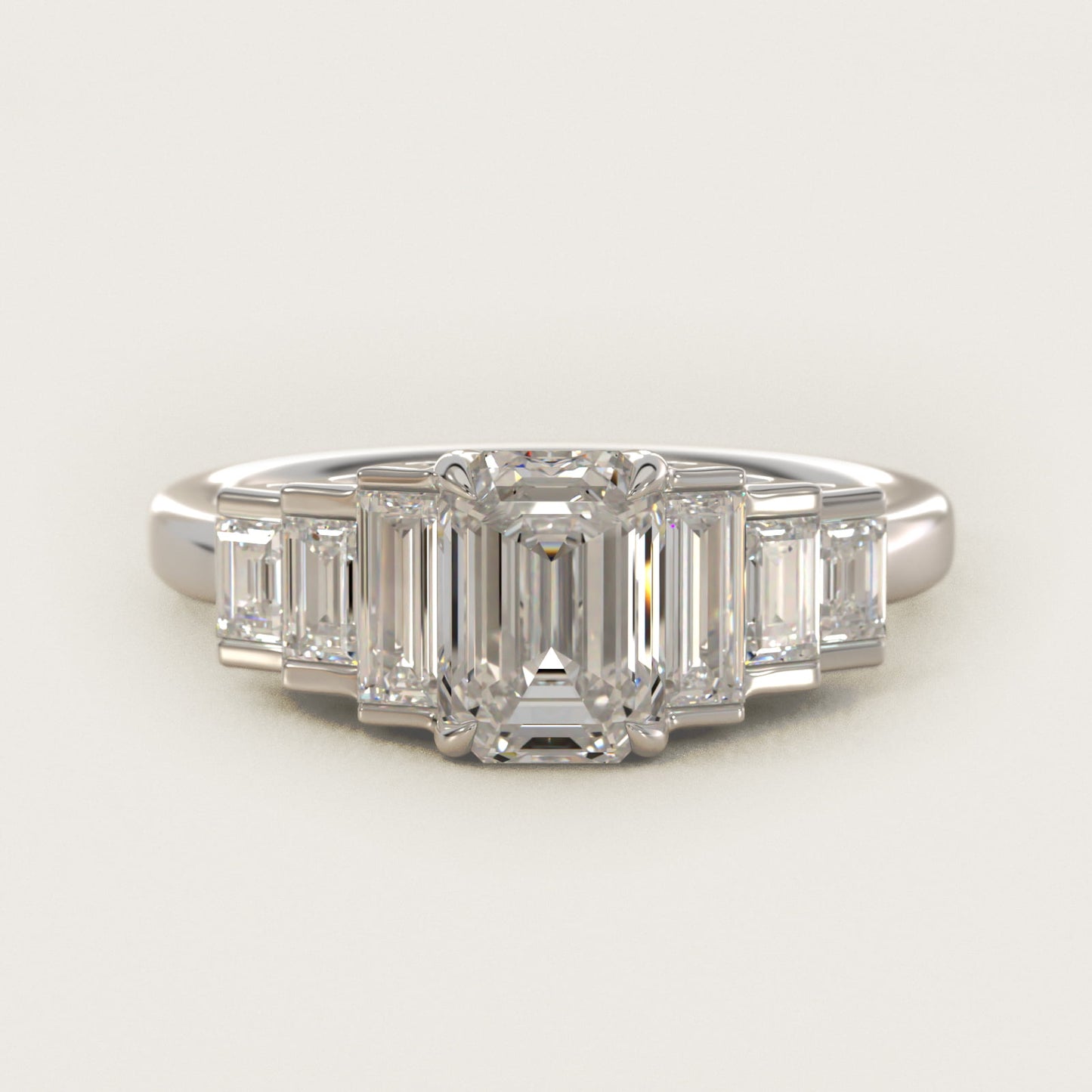 Escalating Baguette Side Stone Diamond Engagement Ring In Platinum By James Allen - Emerald Center