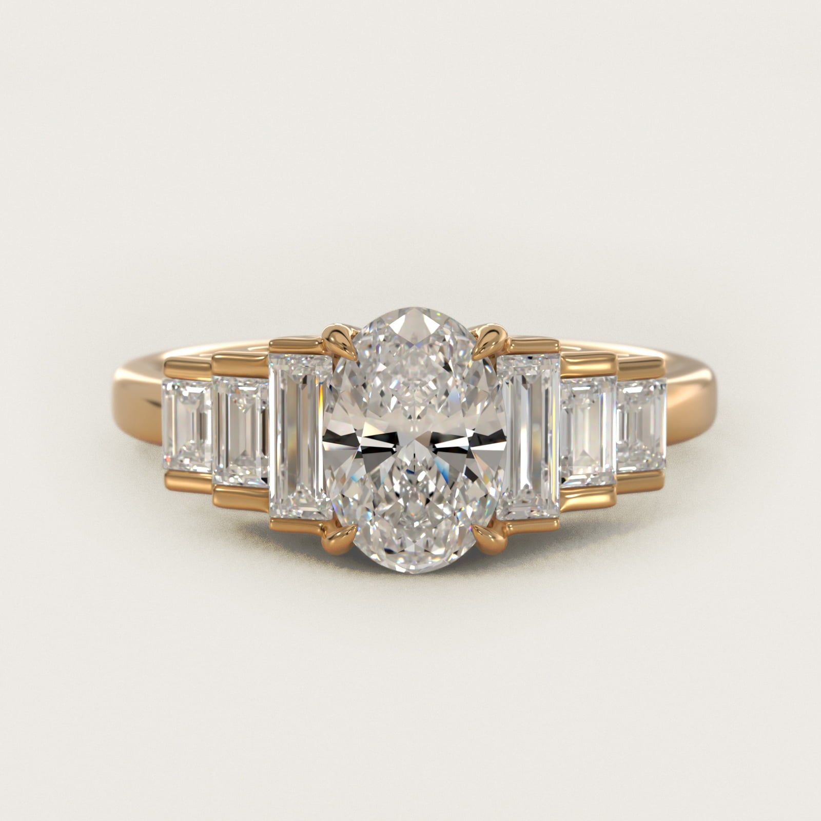 Escalating Baguette Side Stone Diamond Engagement Ring In 14K Yellow Gold By James Allen - Oval Center