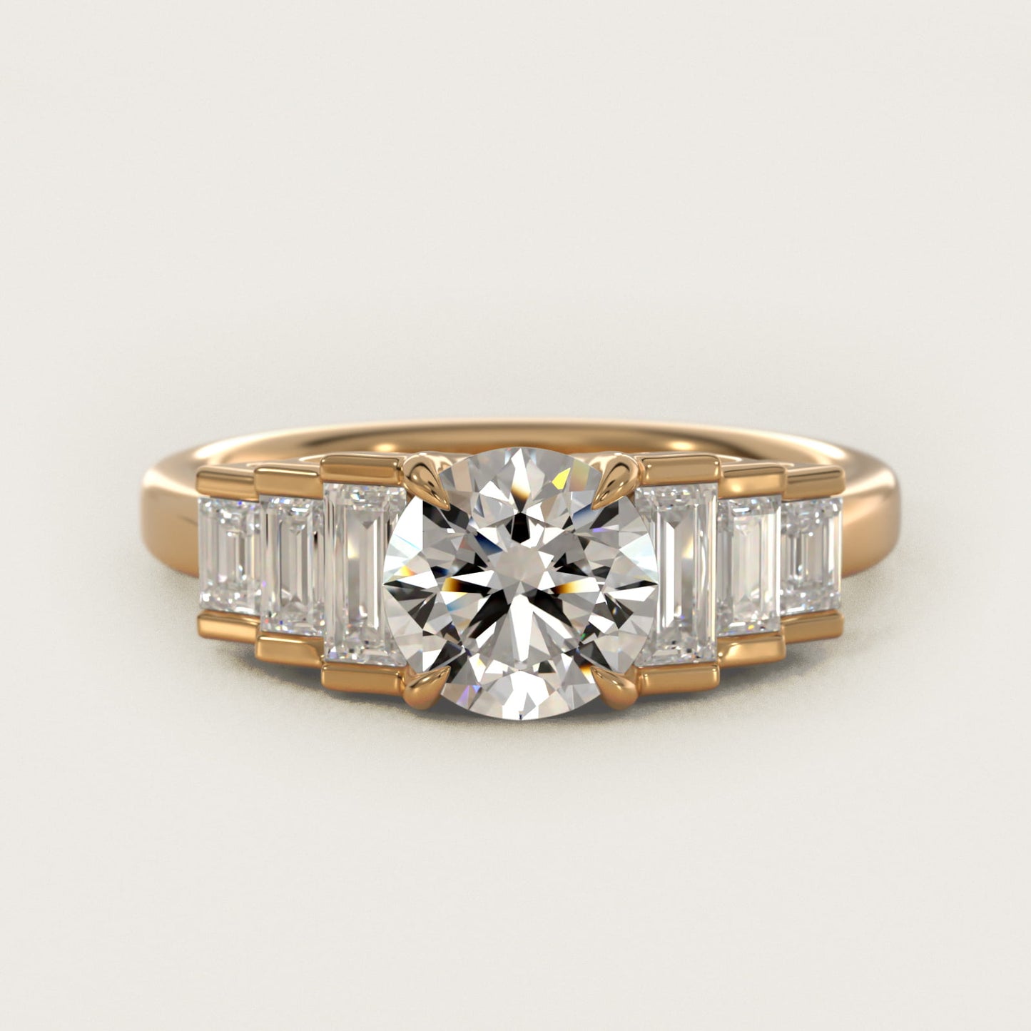 Escalating Baguette Side Stone Diamond Engagement Ring In 18k Yellow Gold By James Allen - Round Center