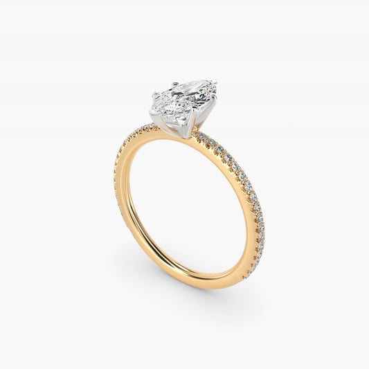 Eternal Riviera Diamond Engagement Ring in 14K Yellow Gold (1/6 ct. tw.) - Marquise Center