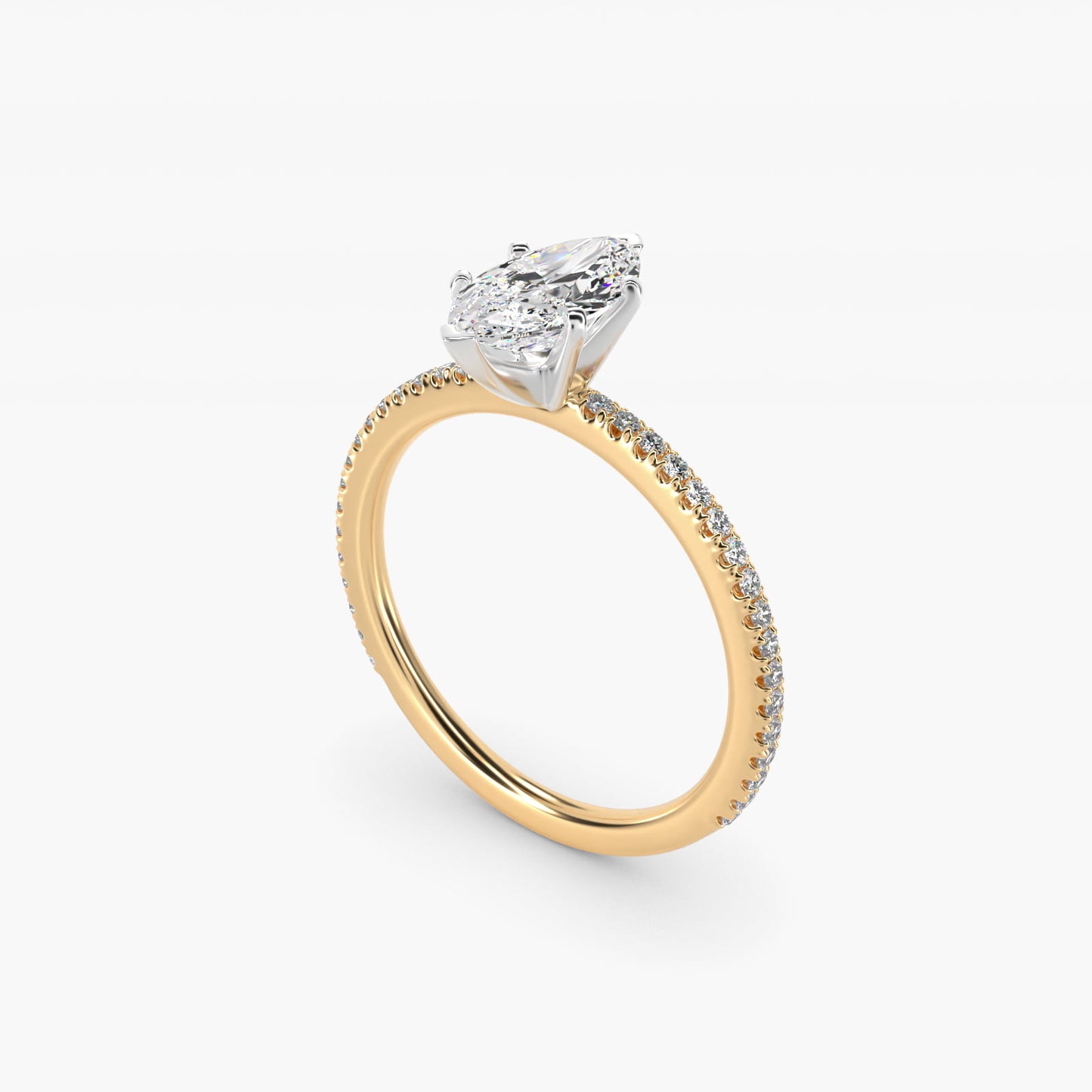 Eternal Riviera Diamond Engagement Ring in 18k Yellow Gold (1/6 ct. tw.) - Marquise Center