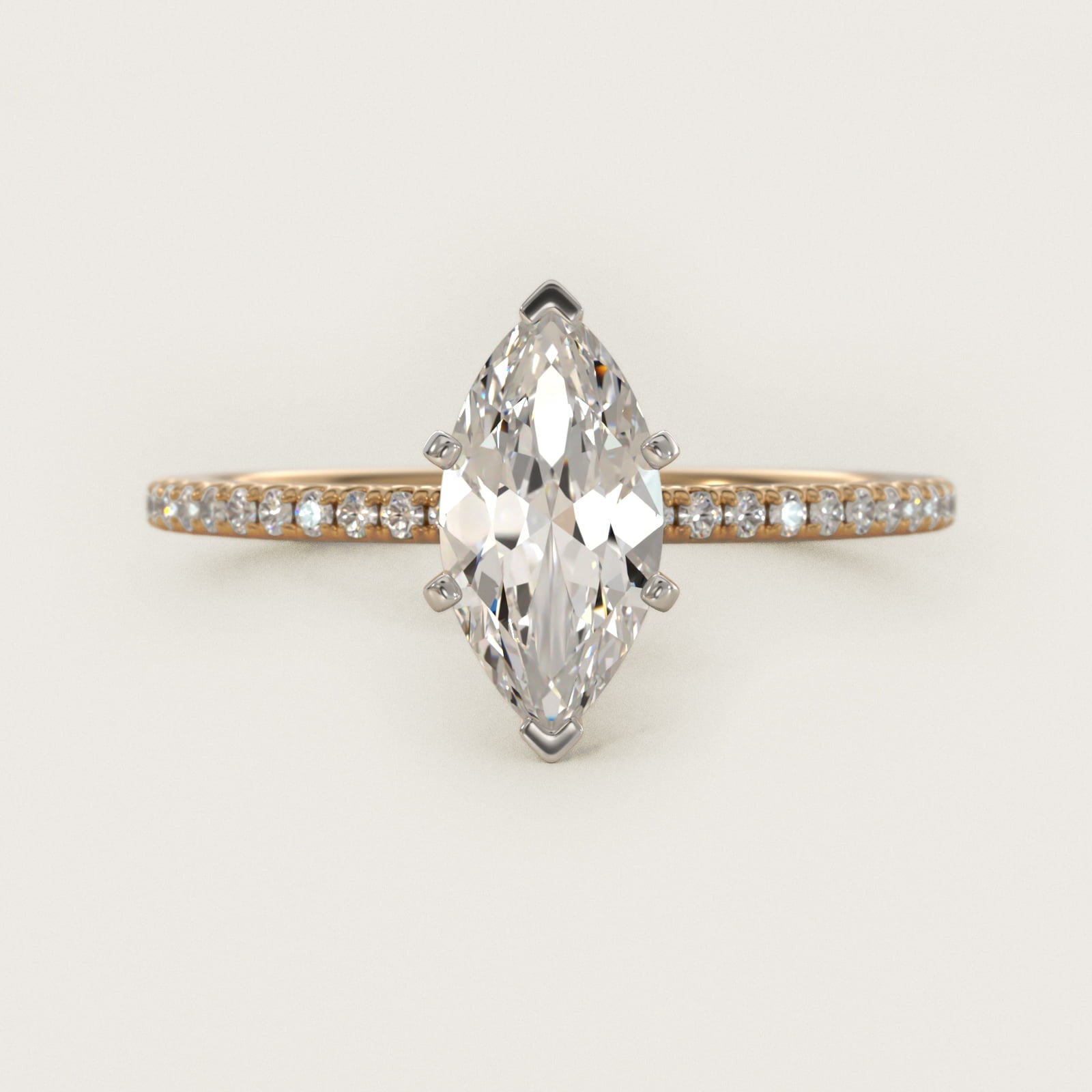 Eternal Riviera Diamond Engagement Ring in 18k Yellow Gold (1/6 ct. tw.) - Marquise Center