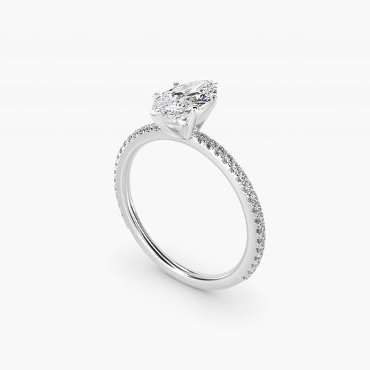 Eternal Riviera Diamond Engagement Ring in Platinum (1/6 ct. tw.) - Marquise Center