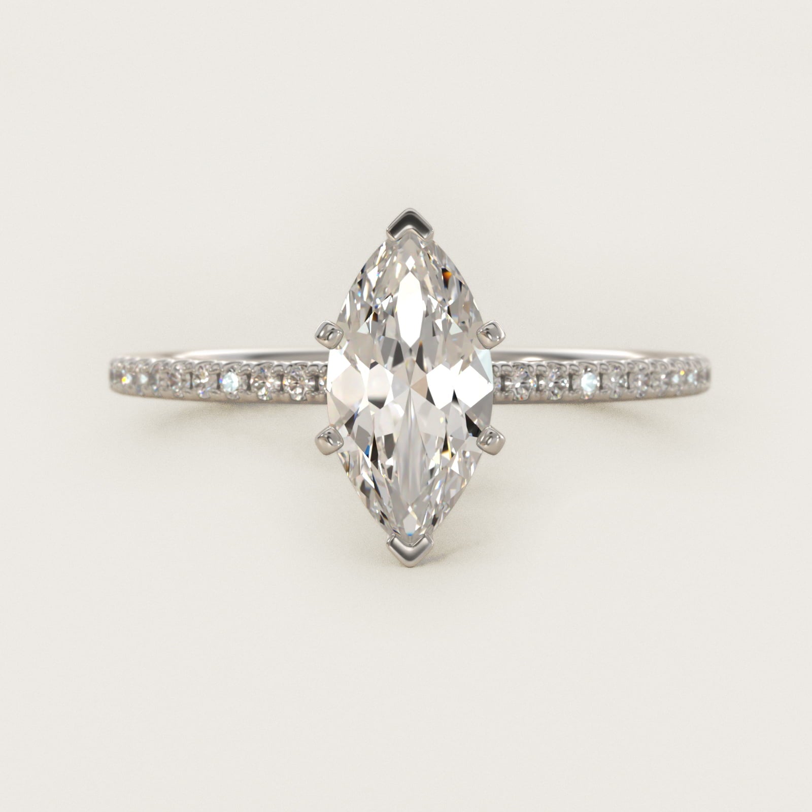 Eternal Riviera Diamond Engagement Ring in Platinum (1/6 ct. tw.) - Marquise Center