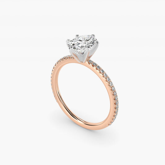 Eternal Riviera Diamond Engagement Ring in 14k Rose Gold (1/6 ct. tw.) - Oval Center