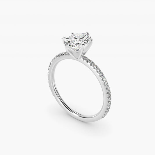 Eternal Riviera Diamond Engagement Ring in 14k White Gold (1/6 ct. tw.) - Oval Center