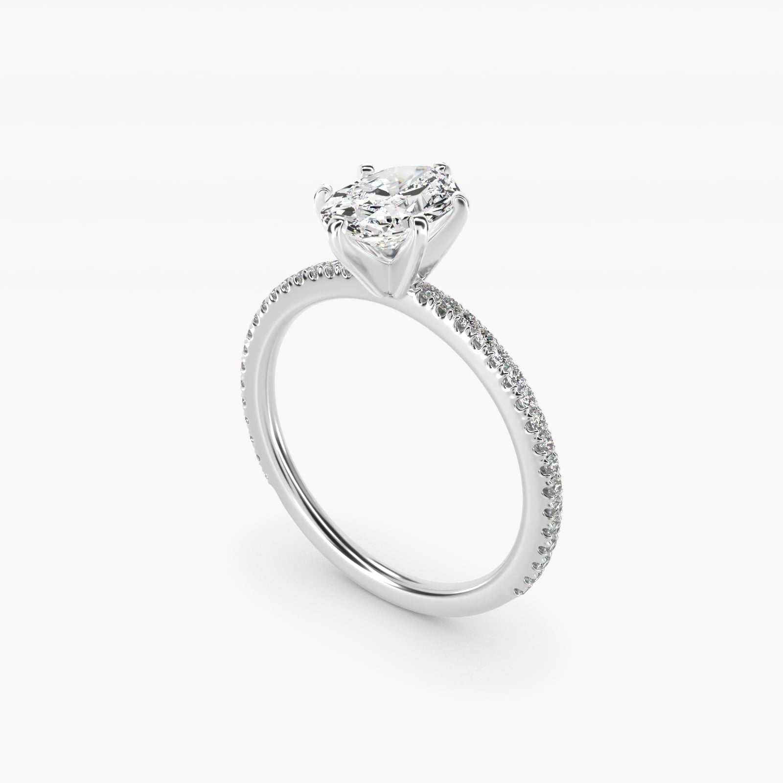 Eternal Riviera Diamond Engagement Ring in 18k White Gold (1/6 ct. tw.) - Oval Center