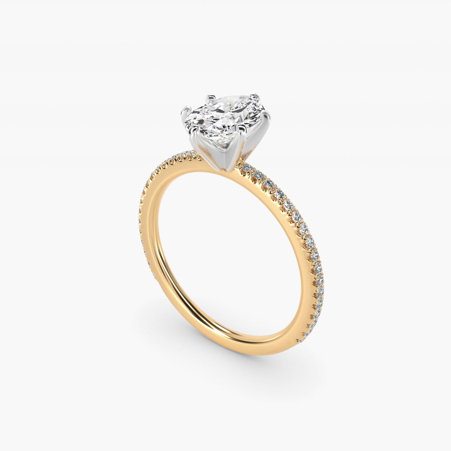 Eternal Riviera Diamond Engagement Ring in 18k Yellow Gold (1/6 ct. tw.) - Oval Center