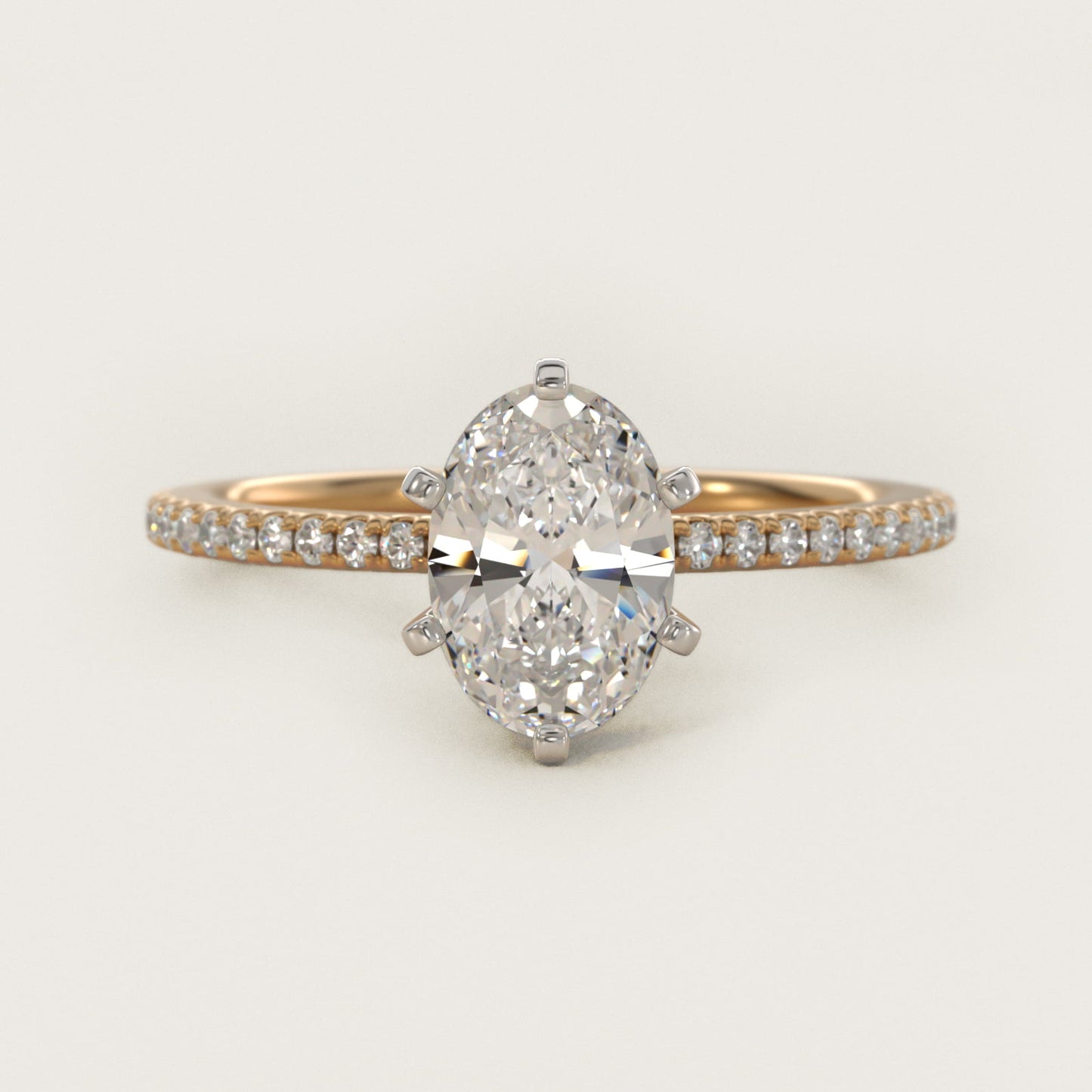 Eternal Riviera Diamond Engagement Ring in 14K Yellow Gold (1/6 ct. tw.) - Oval Center
