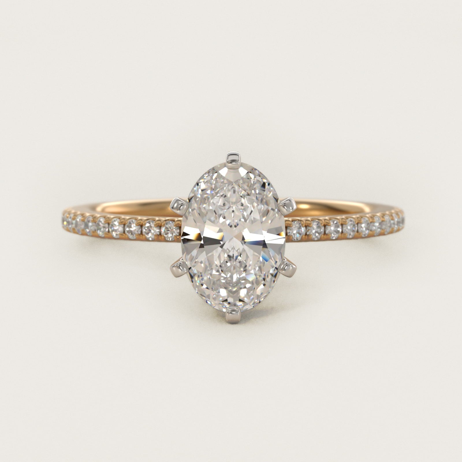Eternal Riviera Diamond Engagement Ring in 14K Yellow Gold (1/6 ct. tw.) - Oval Center