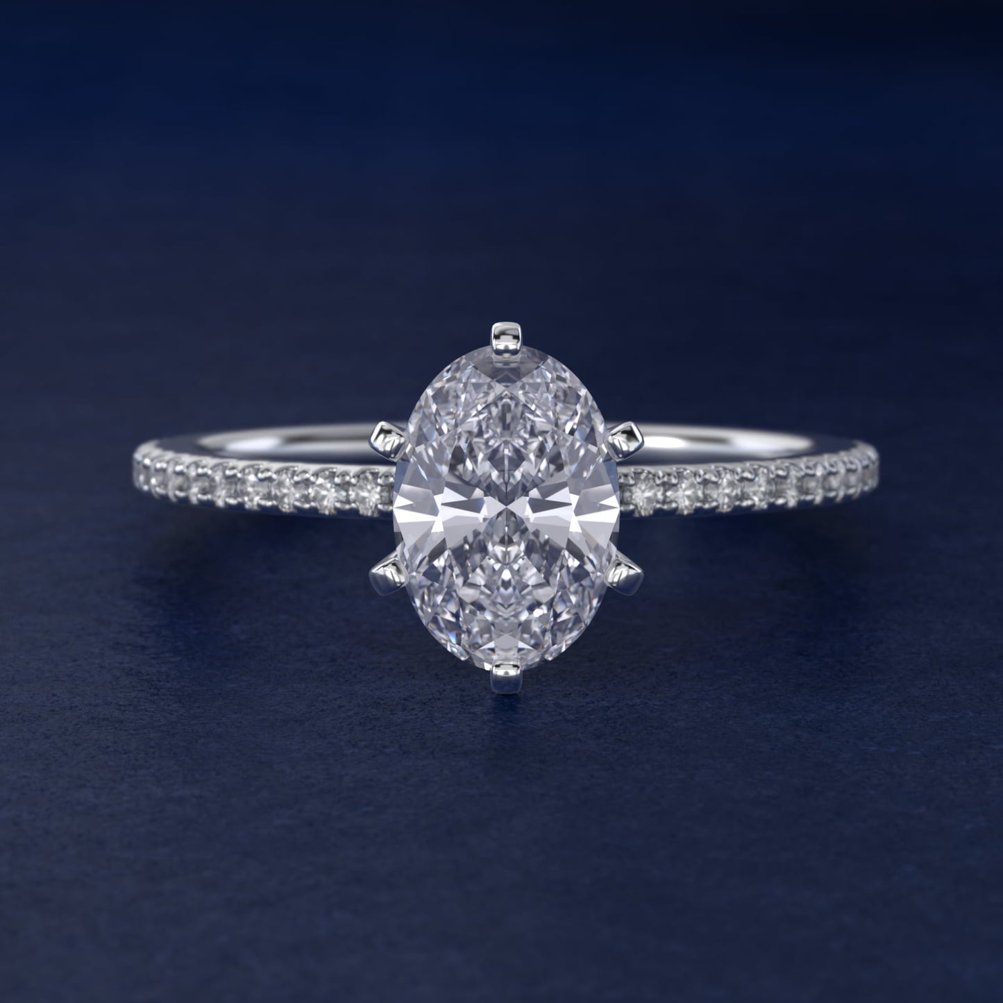 Eternal Riviera Diamond Engagement Ring in Platinum (1/6 ct. tw.) - Oval Center
